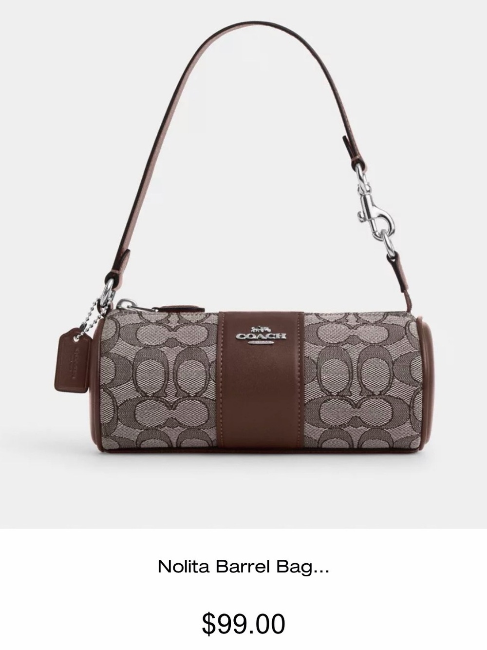 Coach Nolita Barrel Bag in Brown Signature Canvas and Leather Trim